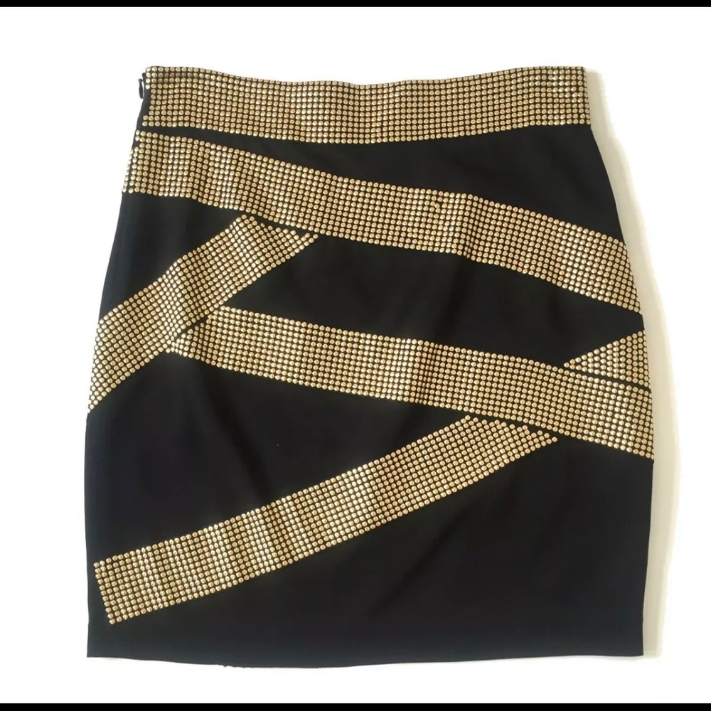 Designer Robert Rodriguez black and gold skirt